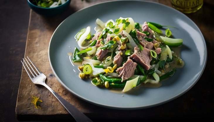 Салат из консервированного тунца с луком и сельдереем: простое блюдо за несколько минут