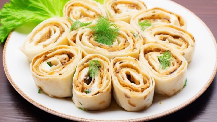Простой рецепт вкусной закуски: как приготовить рулетики из лаваша с картофелем, грибами и зеленью
