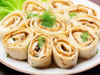 Простой рецепт вкусной закуски: как приготовить рулетики из лаваша с картофелем, грибами и зеленью