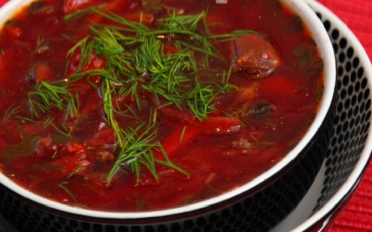 Борщ постный с фасолью и грибами