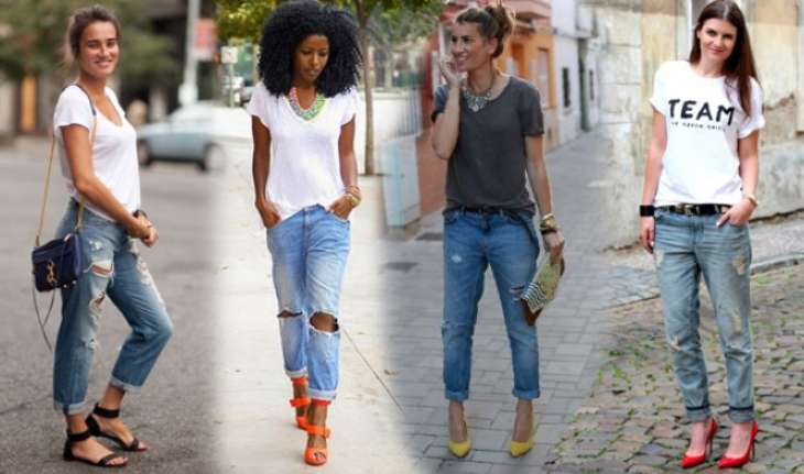 С чем носить женские джинсы бойфренды: модные образы и фото
