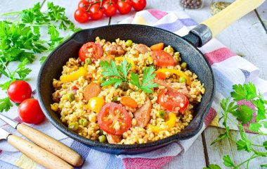 Запеченная буженина с булгуром