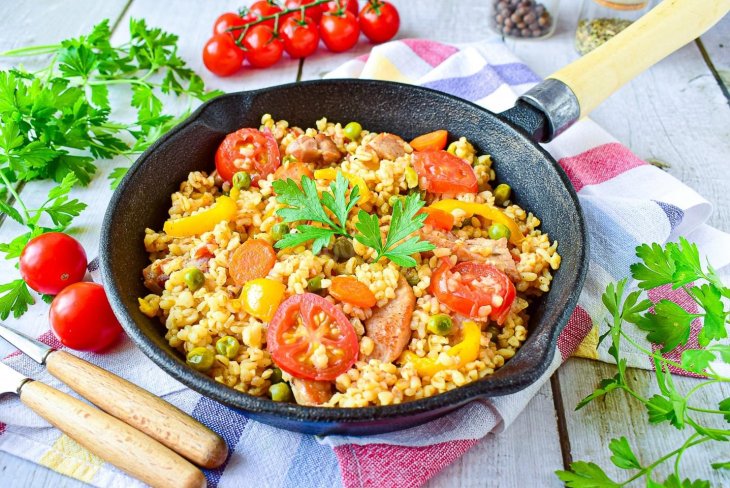 Запеченная буженина с булгуром