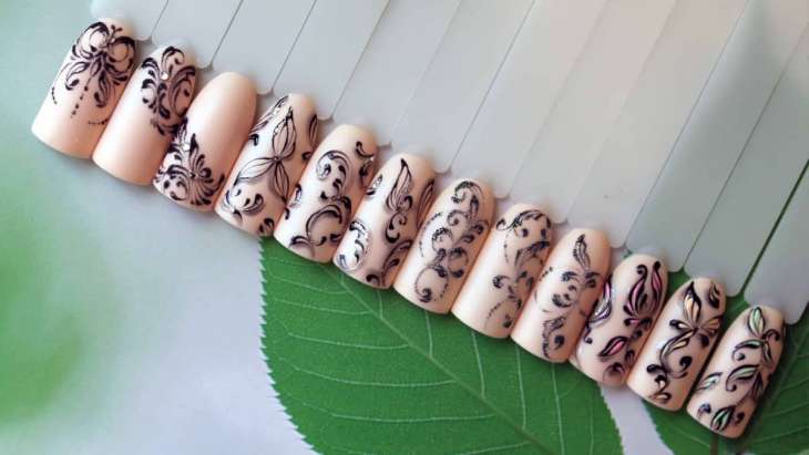 Вензеля на ногтях — модный дизайн ногтей с завитками, фото