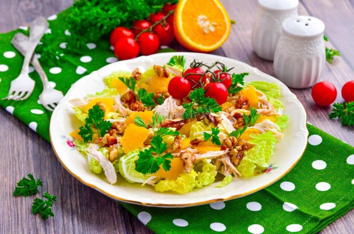 Салат из курицы с апельсинами: лучший рецепт
