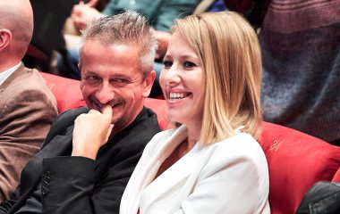 Ксения Собчак и Константин Богомолов на праздновании дня рождения клуба 