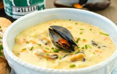 Крем суп кукурузный с мидиями