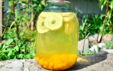 Ароматный компот из кабачков и алычи