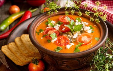 Зеленый чили суп с баклажаном