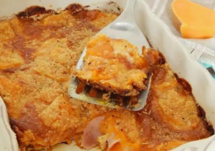 Тыква с пармезаном и ветчиной