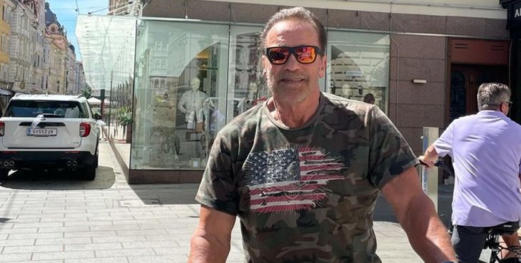 Ну красавчик: 74-летний Арнольд Шварценеггер прокатился на велосипеде после операции на сердце (фото)