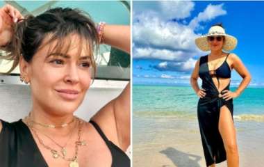 50-летняя Алисса Милано без грамма косметики попозировала на пляже в черном купальнике