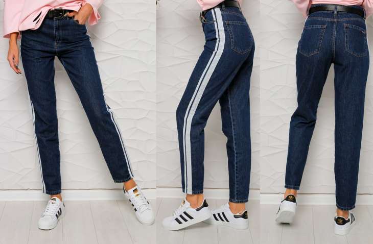 Модные женские джинсы с лампасами 2019, фото