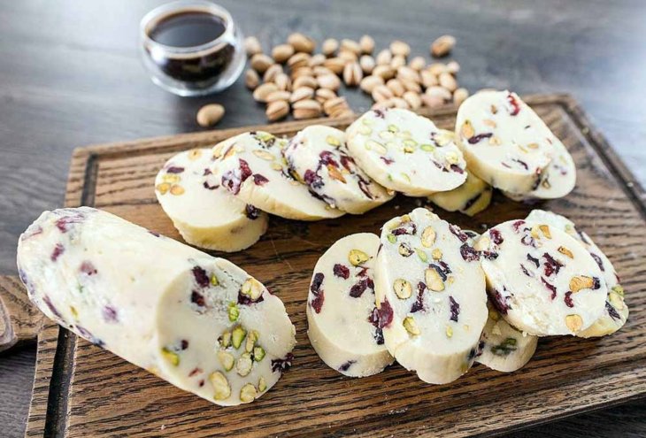 Рецепт сладкой колбаски из белого шоколада