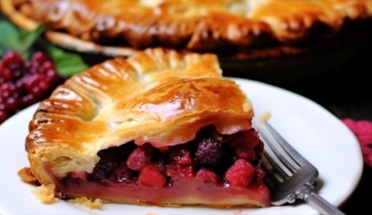 Пирог из шелковицы и слоеного теста