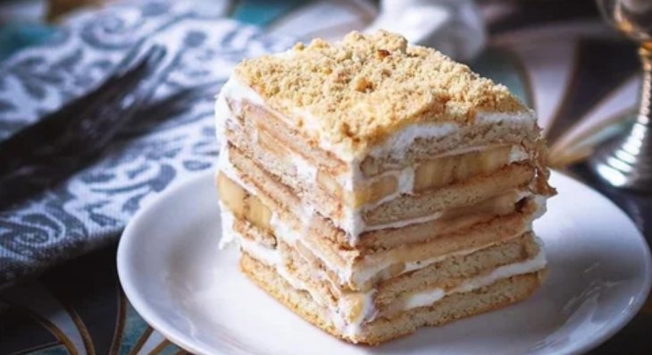 Рецепт торта из печенья и бананов без выпечки