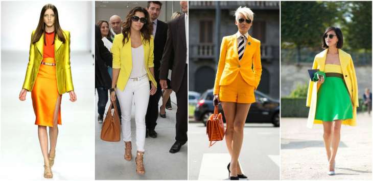 С чем носить желтый пиджак, красивые образы для девушек