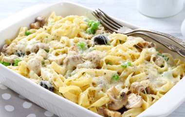 Макароны с грибами и курицей
