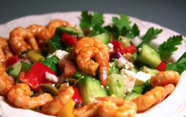 Теплый салат из морепродуктов