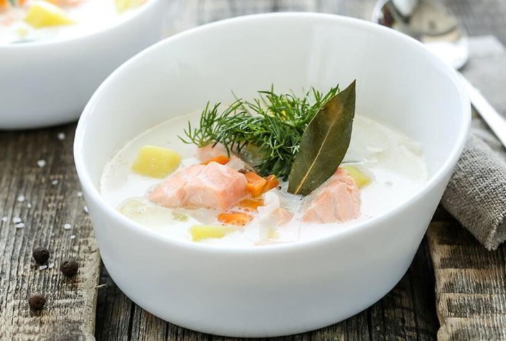 Финский рыбный суп из лосося со сливками