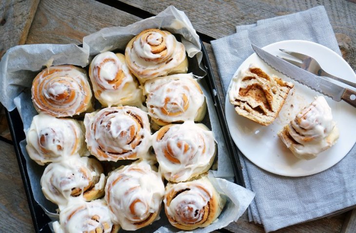 Пошаговый рецепт приготовления булочек Синнабон в глазури