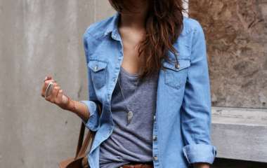 Модные образы с джинсовой рубашкой для девушек, фото