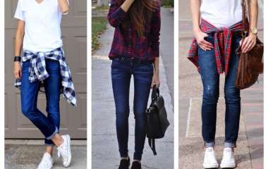 С чем носить женские синие джинсы: модные образы и фото