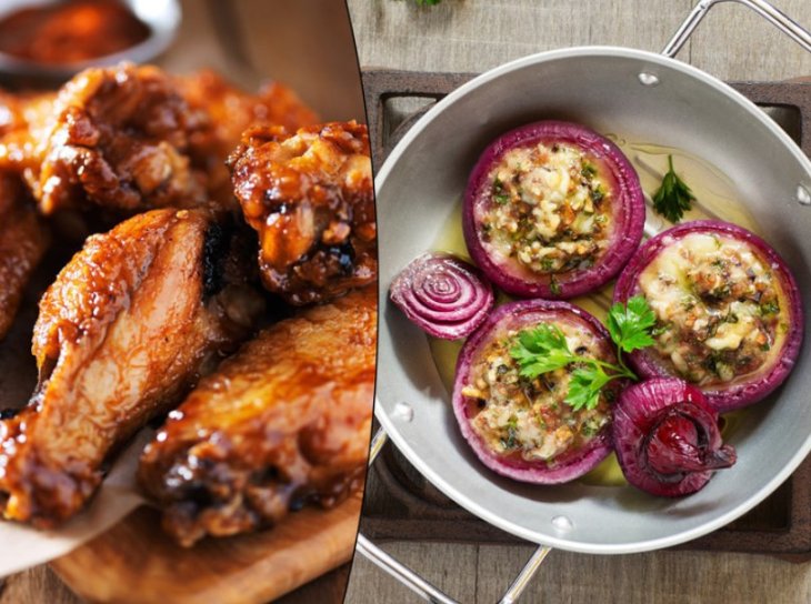 Как с картинки: готовим медово-перечные крылышки и фаршированный лук