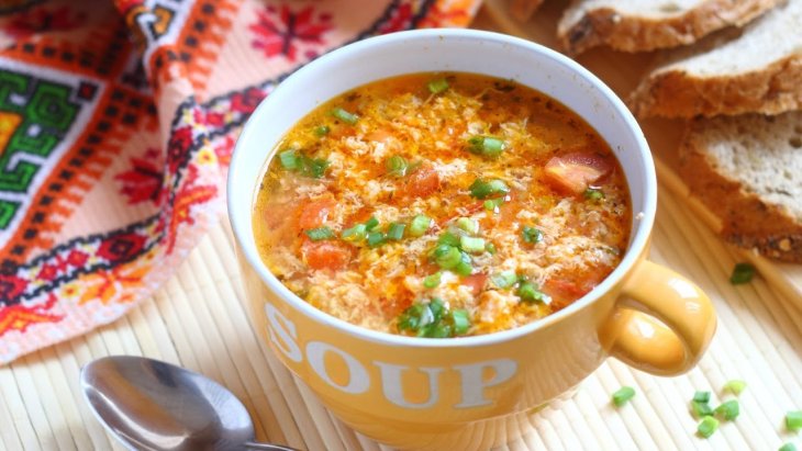 Китайский томатный суп с яйцом