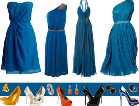 синее платье с чем носить