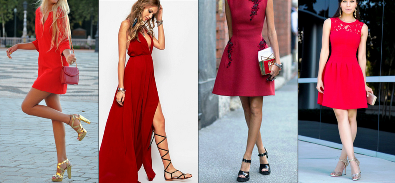 красное платье обувь